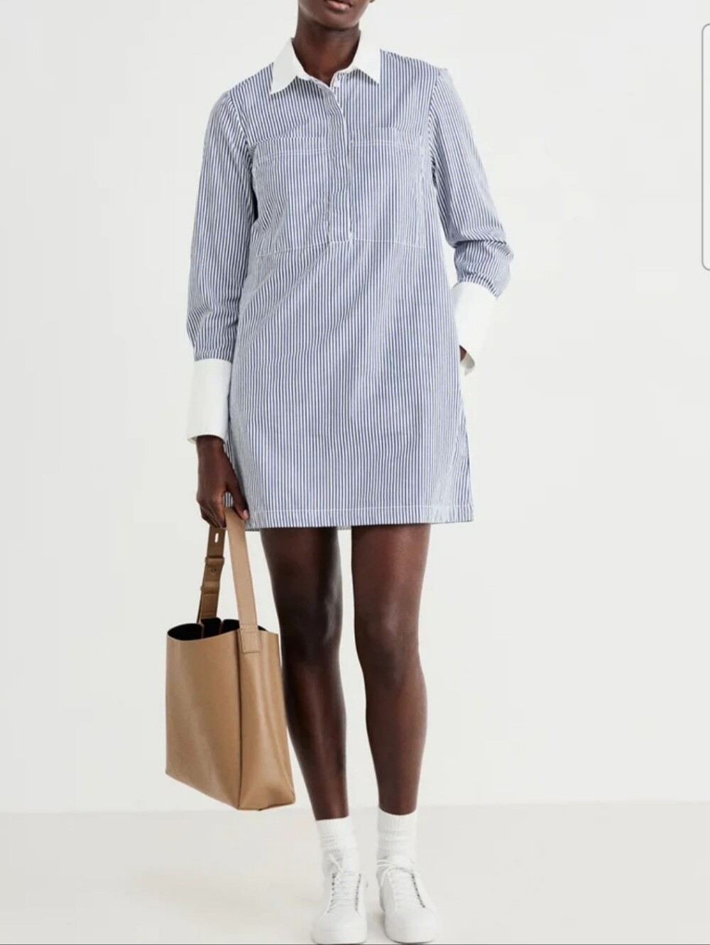 Gap Organic Cotton Striped Collared Shirt Dress Blue And White Size Small